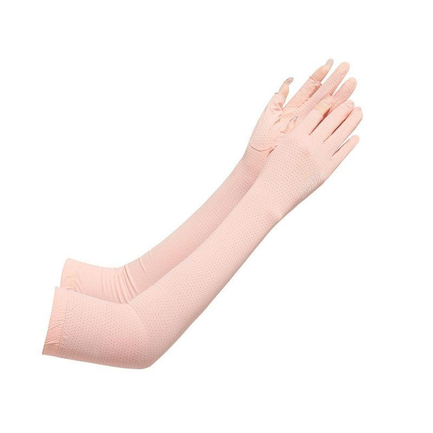 1 Pair Summer Icy Sleeves Driving Sunscreen Arm Guards Anti-UV Ice Silk Gloves, Size: One Code(Pink)