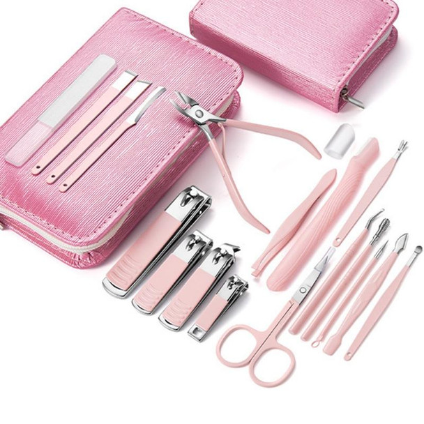 Stainless Steel Nail Clipper Set Beauty Eyebrow Trimmer, Color: 12 PCS/Set (Pink)