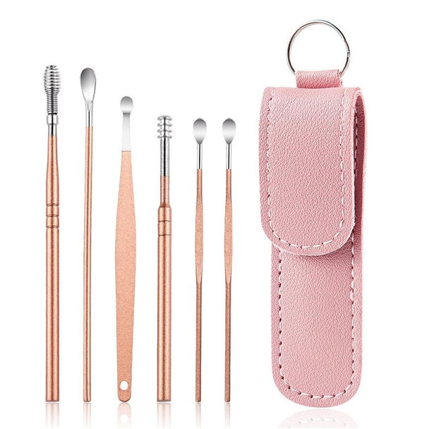 Stainless Steel Nail Clipper Set Beauty Eyebrow Trimmer, Color: 6 PCS/Set (Pink)
