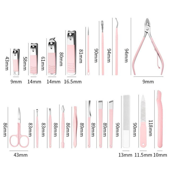Stainless Steel Nail Clipper Set Beauty Eyebrow Trimmer, Color: 6 PCS/Set (Pink)