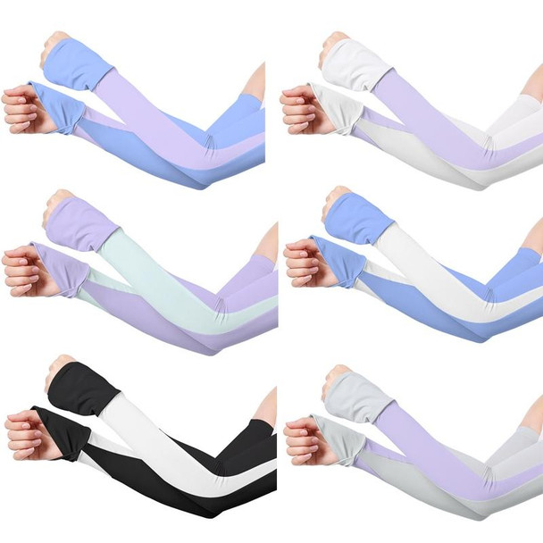 1 Pair Summer Sun Protection Extended Ice Sleeves UV Protection Arm Sleeves, Size: M(Blue+Purple)