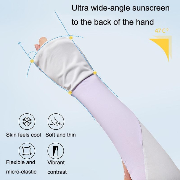 1 Pair Summer Sun Protection Extended Ice Sleeves UV Protection Arm Sleeves, Size: M(White+Purple)