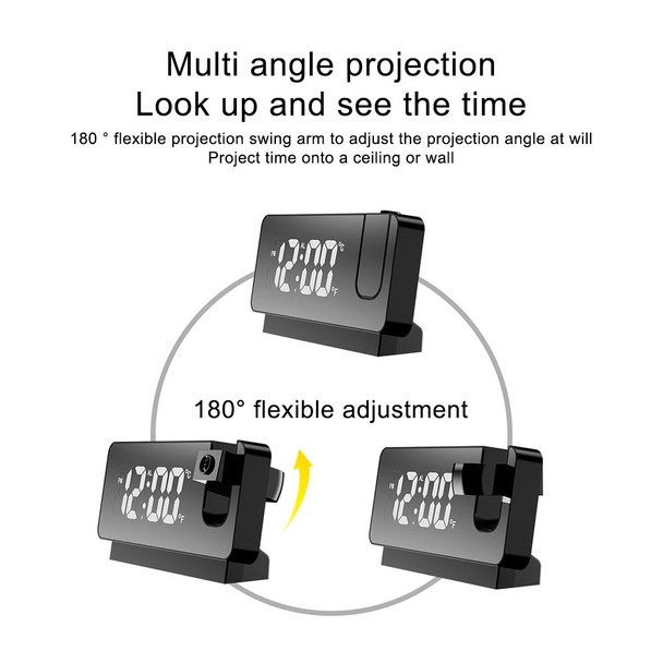 S282 Multifunctional Silent Electronic Digital Projection Clock(Black Shell Green Light)