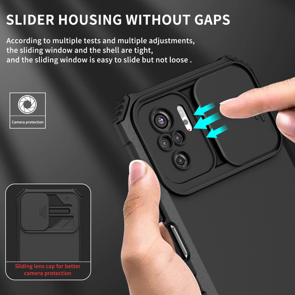 Xiaomi Redmi Note 10 4G Stereoscopic Holder Sliding Camshield Phone Case(Black)