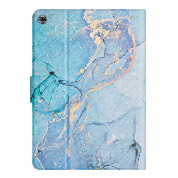 Huawei MatePad T10s Marble Pattern Leather Tablet Case(Blue)