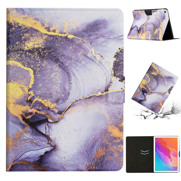 Huawei MatePad T10s Marble Pattern Leather Tablet Case(Purple)