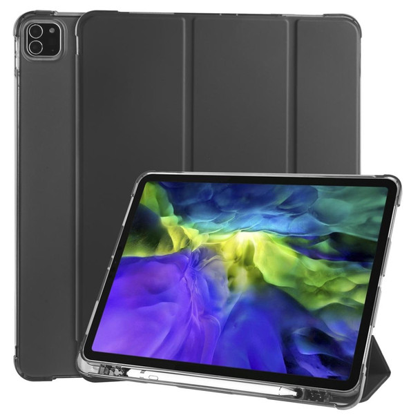 iPad Pro 12.9 (2020) / iPad Pro 12.9(2018) 3-folding Horizontal Flip PU Leather + Shockproof TPU Tablet Case with Holder & Pen Slot(Black)
