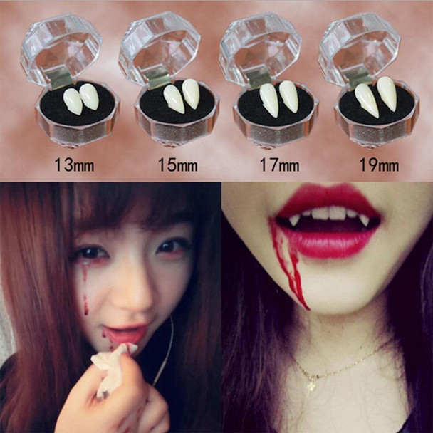 1 Pair 17mm Halloween Party Dentures Props Vampire Zombie Devil Fangs Teeth