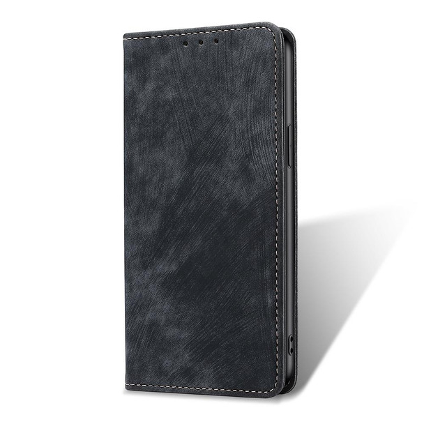 OPPO Reno6 Pro RFID Anti-theft Brush Magnetic Leather Phone Case(Black)