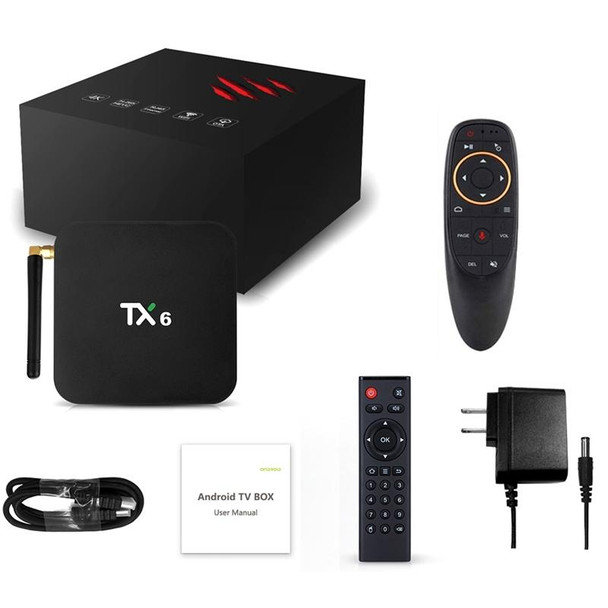 TX6 HD TV Box Media Player, Android 7.1 / 9.0 System, Allwinner H6, up to 1.5GHz, Quad-core ARM Cortex-A53, 2GB + 16GB, Support Bluetooth, WiFi, RJ45, UK Plug