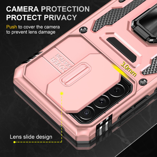 Samsung Galaxy A52 5G/4G Armor PC + TPU Camera Shield Phone Case(Rose Gold)