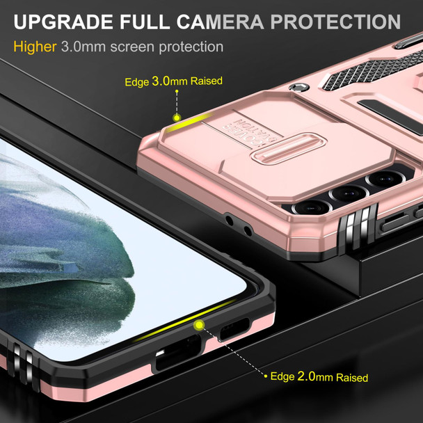 Samsung Galaxy S21 5G Armor PC + TPU Camera Shield Phone Case(Rose Gold)