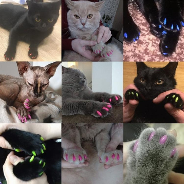 20 PCS Silicone Soft Cat Nail Caps / Cat Paw Claw / Pet Nail Protector/Cat Nail Cover, Size:XS(Black)