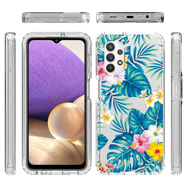 Samsung Galaxy A32 5G 2 in 1 High Transparent Painted Shockproof PC + TPU Protective Case(Banana Leaf)