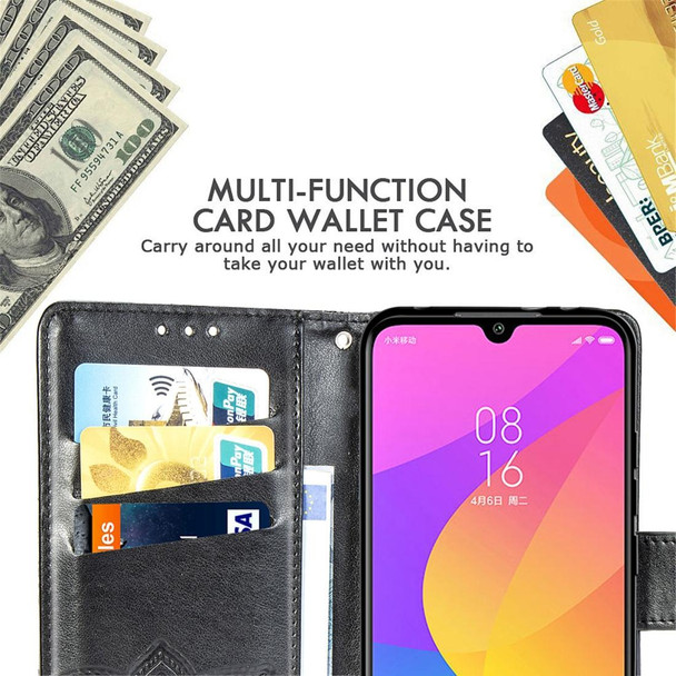 Butterfly Love Flowers Embossing Horizontal Flip Leatherette Case - Xiaomi CC9 with Holder & Card Slots & Wallet & Lanyard(Light purple)