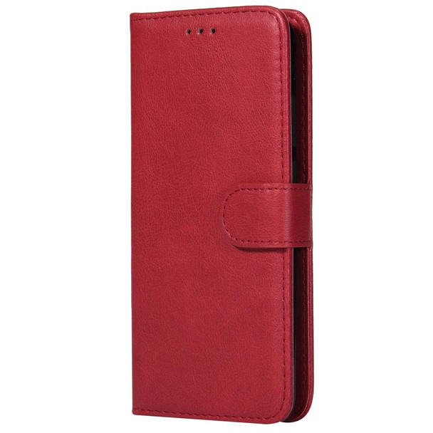 Huawei P20 Solid Color Horizontal Flip Protective Case with Holder & Card Slots & Wallet & Photo Frame & Lanyard(Red)