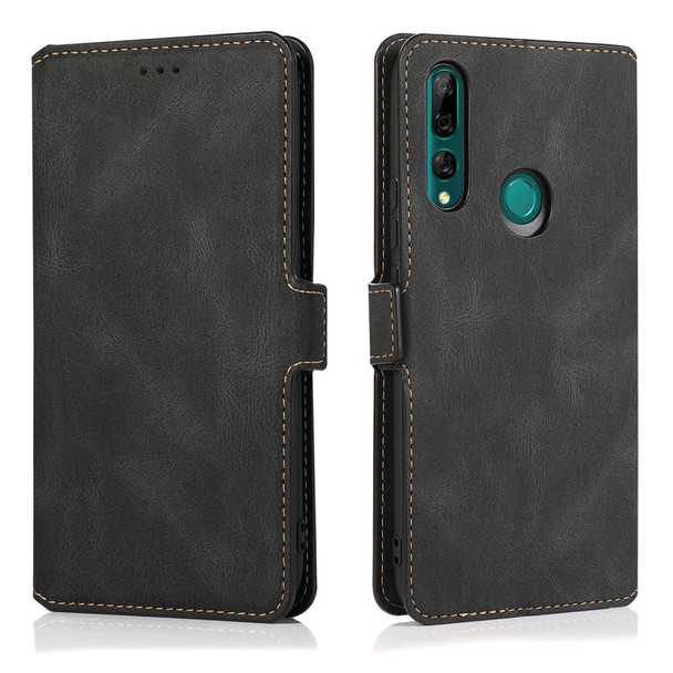 Huawei Y9 Prime (2019) Retro Magnetic Closing Clasp Horizontal Flip Leather Case with Holder & Card Slots & Photo Frame & Wallet(Black)