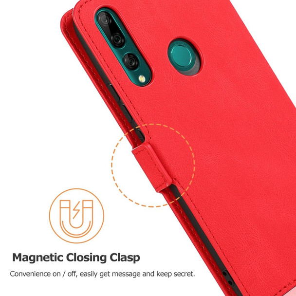 Huawei Y9 Prime (2019) Retro Magnetic Closing Clasp Horizontal Flip Leather Case with Holder & Card Slots & Photo Frame & Wallet(Red)