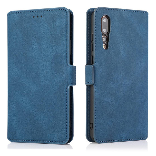 Huawei P20 Pro Retro Magnetic Closing Clasp Horizontal Flip Leather Case with Holder & Card Slots & Photo Frame & Wallet(Navy Blue)