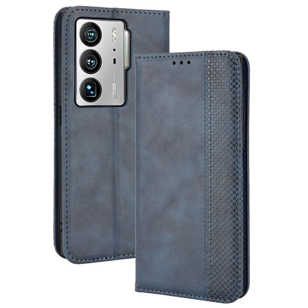 ZTE Axon 40 Ultra Magnetic Buckle Retro Texture Leather Phone Case(Blue)