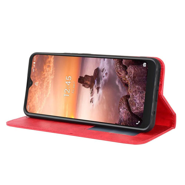 AT&T Fusion 5G Magnetic Buckle Retro Texture Leatherette Phone Case(Red)