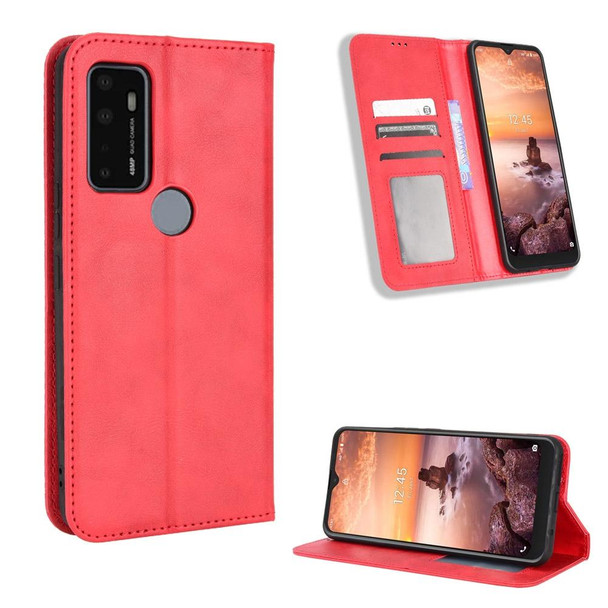 AT&T Fusion 5G Magnetic Buckle Retro Texture Leatherette Phone Case(Red)