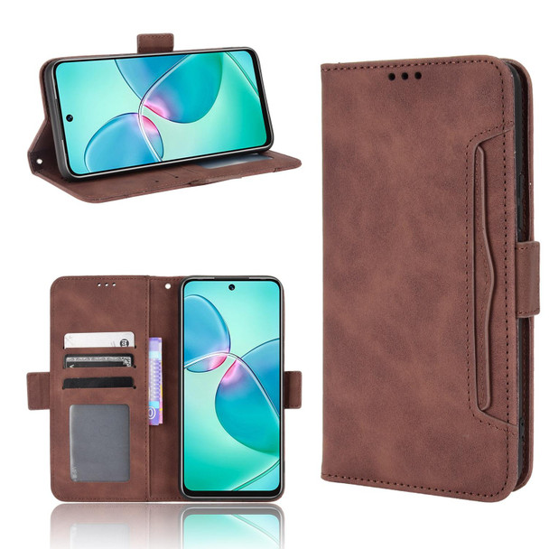 Infinix Hot 12 Play Skin Feel Calf Texture Card Slots Leather Phone Case(Brown)
