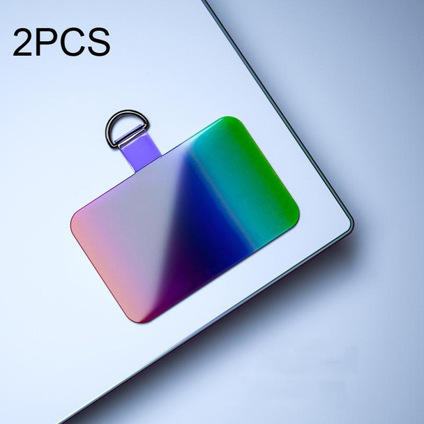 2 PCS Universal Phone Lanyard Rainbow Gasket Patch Back Stick(Black Metal D Buckle)