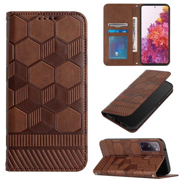 Samsung Galaxy S20 FE 2022 / S20 FE 5G&4G / S20 Lite / S20 Fan Edition Football Texture Magnetic Leather Flip Phone Case(Brown)