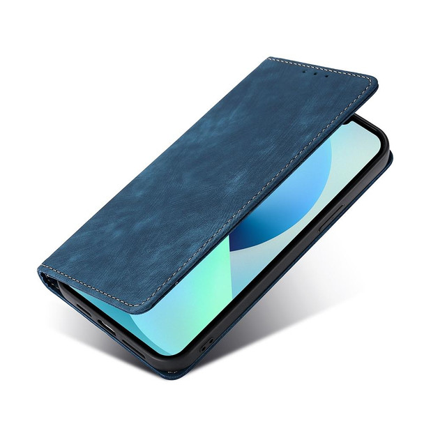 OPPO Find X5 RFID Anti-theft Brush Magnetic Leather Phone Case(Blue)