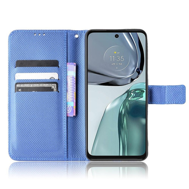 Motorola Moto G62 5G Diamond Texture Leather Phone Case(Blue)