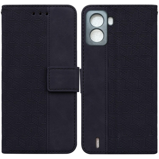 Tecno Pop 6 No Fingerprints Geometric Embossed Leather Phone Case(Black)