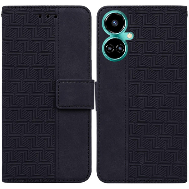 Tecno Camon 19 Geometric Embossed Leather Phone Case(Black)