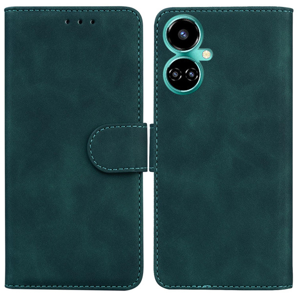 Tecno Camon 19 Skin Feel Pure Color Flip Leather Phone Case(Green)