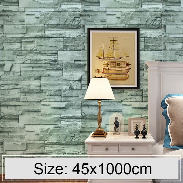Green Brick Creative 3D Stone Brick Decoration Wallpaper Stickers Bedroom Living Room Wall Waterproof Wallpaper Roll, Size: 45 x 1000cm