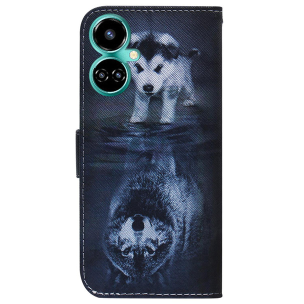 Tecno Camon 19 Pro 5G Coloured Drawing Leather Phone Case(Wolf and Dog)