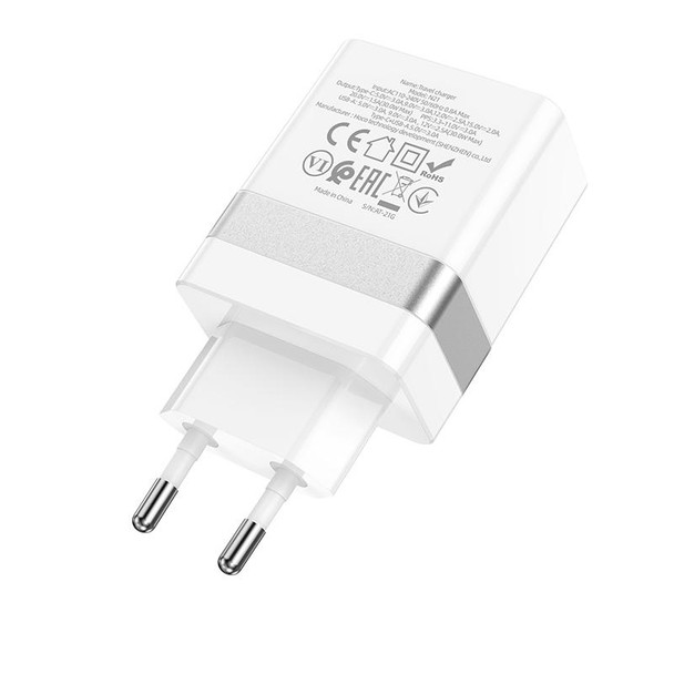hoco N21 PD 30W Type-C / USB-C + QC 3.0 USB Mini Fast Charger, EU Plug(White)