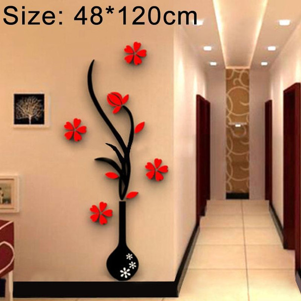 Creative Vase 3D Acrylic Stereo Wall Stickers TV Background Wall Corridor Home Decoration, Size: 48x120x4cm