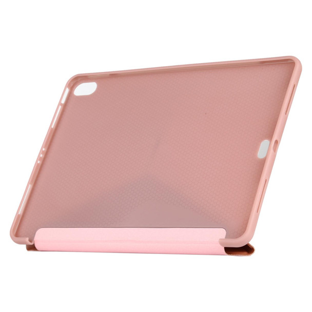Millet Texture PU+ Silicone Full Coverage Leather Case with Multi-folding Holder for iPad Air (2020) 10.9 inch (Pink)
