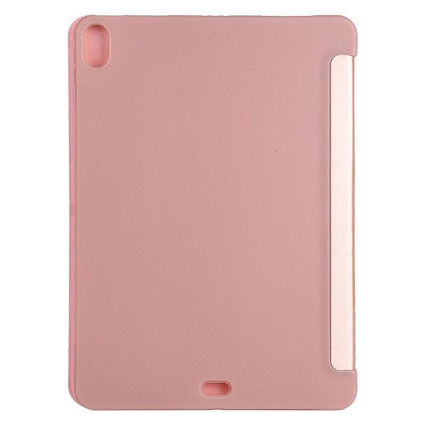 Millet Texture PU+ Silicone Full Coverage Leather Case with Multi-folding Holder for iPad Air (2020) 10.9 inch (Pink)