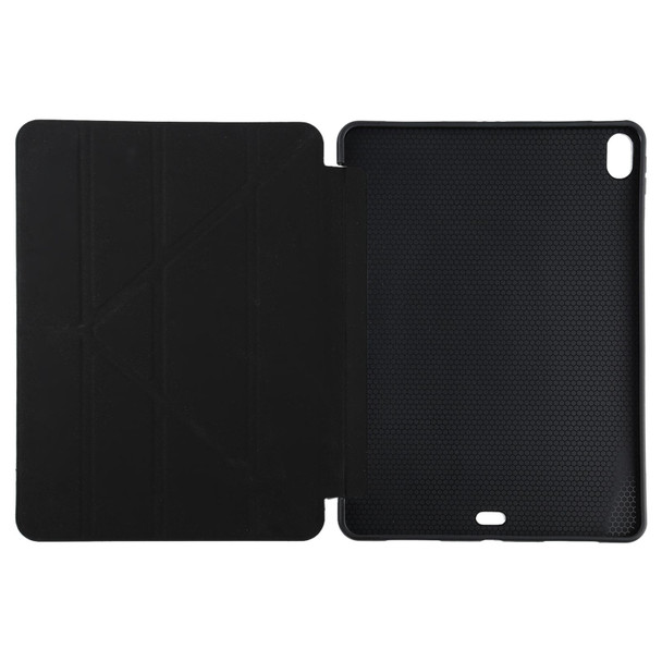 Millet Texture PU+ Silicone Full Coverage Leather Case with Multi-folding Holder for iPad Air (2020) 10.9 inch (Black)