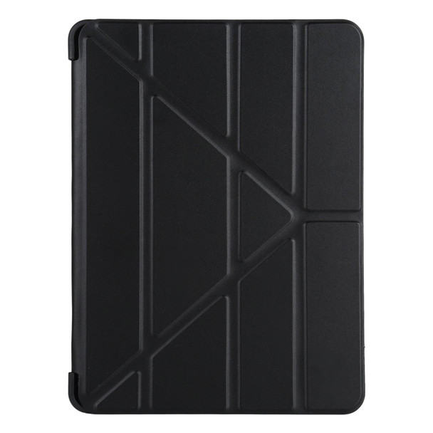 Millet Texture PU+ Silicone Full Coverage Leather Case with Multi-folding Holder for iPad Air (2020) 10.9 inch (Black)