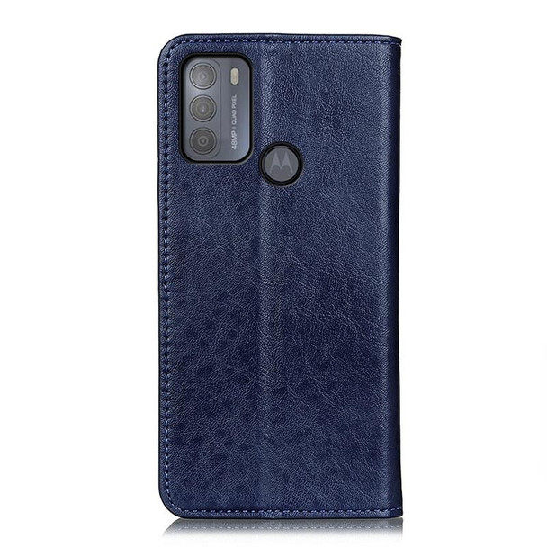 Motorola Moto G50 Magnetic Crazy Horse Texture Horizontal Flip Leather Case with Holder & Card Slots & Wallet(Blue)