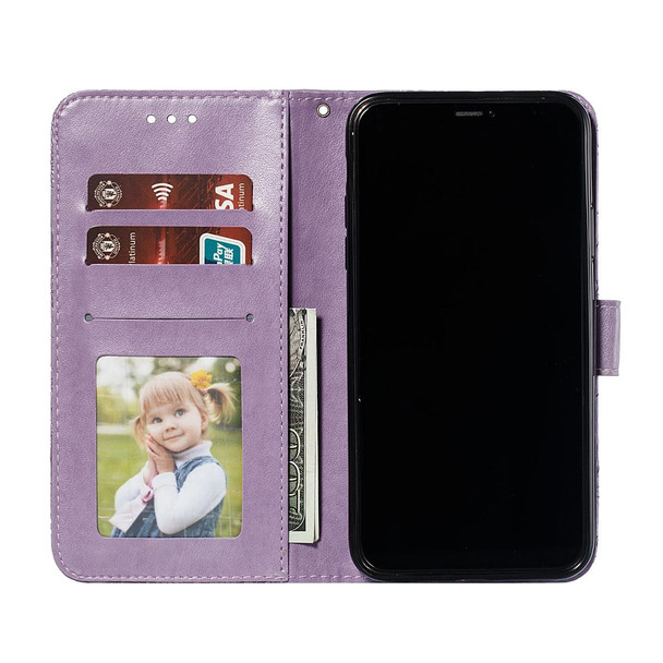 Motorola Moto G Stylus (2021) Lace Flower Embossing Pattern Horizontal Flip Leather Case with Holder & Card Slots & Wallet & Photo Frame(Purple)