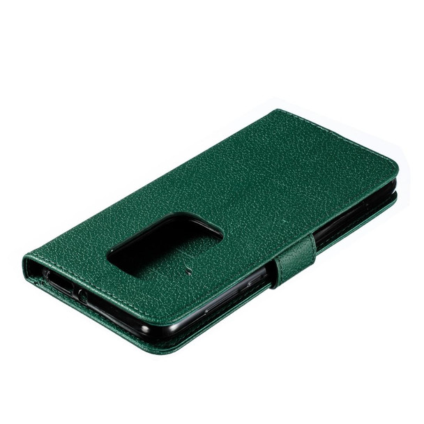 Feather Pattern Litchi Texture Horizontal Flip Leatherette Case with Wallet & Holder & Card Slots - Motorola One Pro(Green)