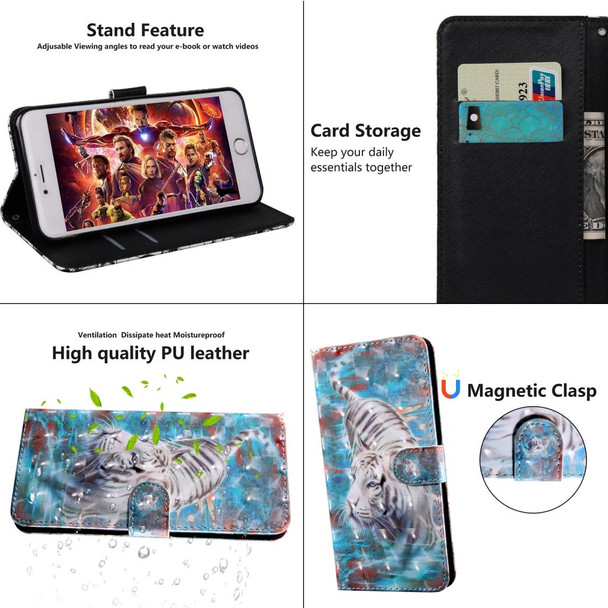 3D Painting Pattern Coloured Drawing Horizontal Flip TPU + PU Leatherette Case with Holder & Card Slots & Wallet for Motorola G6(Tiger)