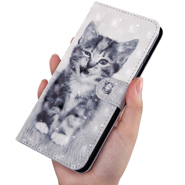 3D Painting Pattern Coloured Drawing Horizontal Flip TPU + PU Leatherette Case with Holder & Card Slots & Wallet(Smile Cat)