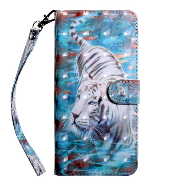 3D Painting Pattern Coloured Drawing Horizontal Flip TPU + PU Leatherette Case with Holder & Card Slots & Wallet for Motorola E5 Play Go(Tiger)