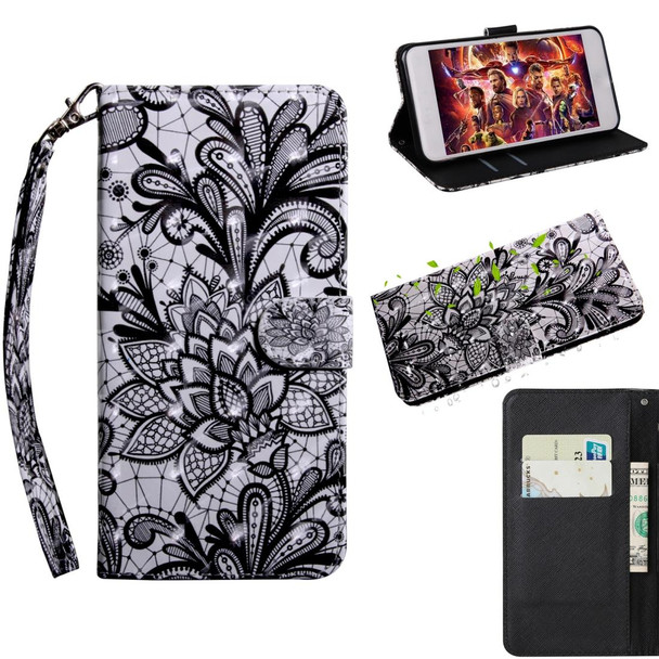 3D Painting Pattern Coloured Drawing Horizontal Flip TPU + PU Leatherette Case with Holder & Card Slots & Wallet for Motorola E5 Plus(Black Lace)