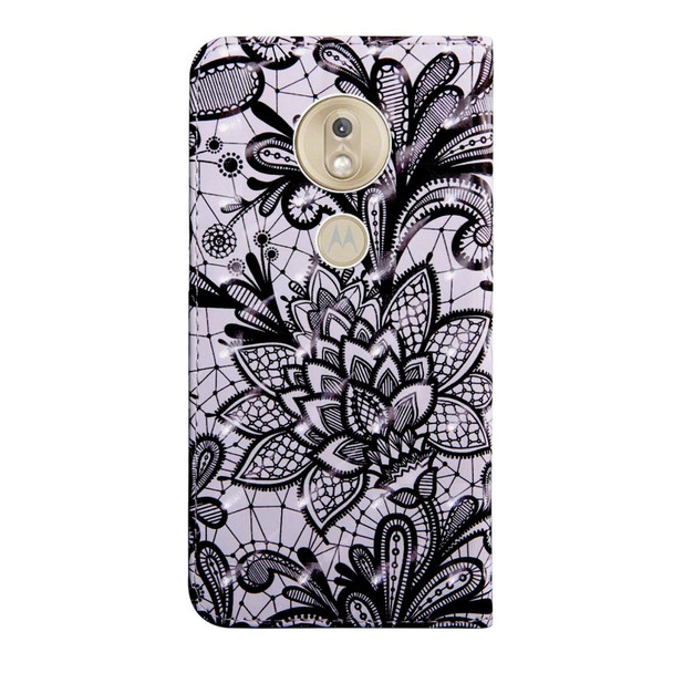 3D Painting Pattern Coloured Drawing Horizontal Flip TPU + PU Leatherette Case with Holder & Card Slots & Wallet - Motorola MOTO G7 Power EU /  US Version(Black Lace)